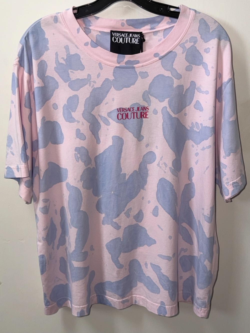 Versace Jeans Couture Womens Tie Dye T-Shirt Pink/Blue Size L NWT